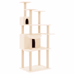vidaXL Albero per Gatti con Tiragraffi in Sisal Crema 166 cm - Vista aggiuntiva 2