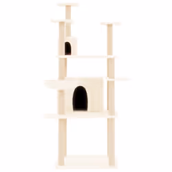 vidaXL Albero per Gatti con Tiragraffi in Sisal Crema 166 cm - Vista aggiuntiva 3
