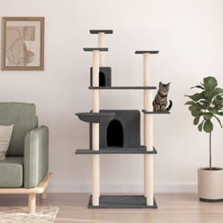 Albero per Gatti con Tiragraffi in Sisal Grigio Scuro 166 cmcod mxl 103201