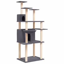 Albero per Gatti con Tiragraffi in Sisal Grigio Scuro 166 cmcod mxl 103201