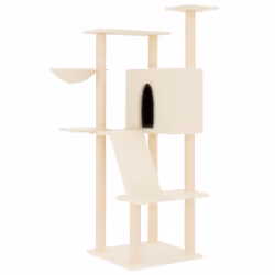 Albero per Gatti con Tiragraffi in Sisal Crema 143 cmcod mxl 126900 - Vista aggiuntiva 2