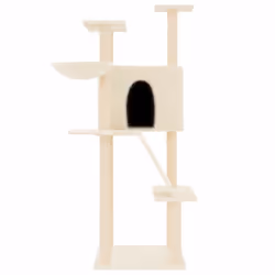 Albero per Gatti con Tiragraffi in Sisal Crema 143 cmcod mxl 126900 - Vista aggiuntiva 3