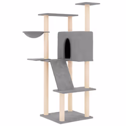 Albero per Gatti con Tiragraffi in Sisal Grigio Chiaro 143 cmcod mxl 73253 - Vista aggiuntiva 2
