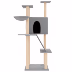 Albero per Gatti con Tiragraffi in Sisal Grigio Chiaro 143 cmcod mxl 73253 - Vista aggiuntiva 3