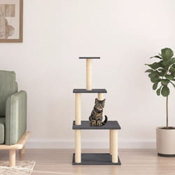 Tiragraffi per gatti, Albero per Gatti con Tiragraffi in Sisal Grigio Scuro 111 cm Vidaxl