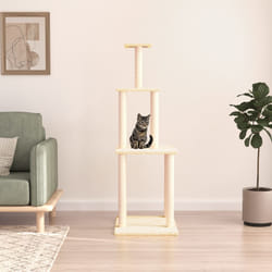 vidaXL Albero per Gatti con Tiragraffi in Sisal Crema 149 cm