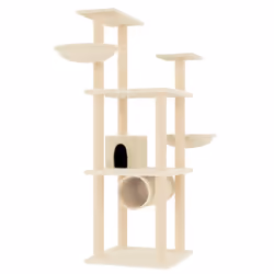 Albero per Gatti con Tiragraffi in Sisal Crema 141 cmcod mxl 71169