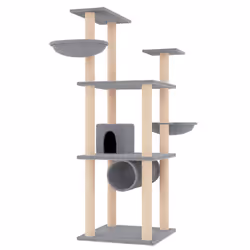 Albero per Gatti con Tiragraffi in Sisal Grigio Chiaro 141 cmcod mxl 119147 - Vista aggiuntiva 2