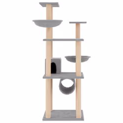 Albero per Gatti con Tiragraffi in Sisal Grigio Chiaro 141 cmcod mxl 119147 - Vista aggiuntiva 3