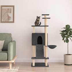 Tiragraffi per gatti, Albero per Gatti con Tiragraffi in Sisal Grigio Scuro 153 cm Vidaxl