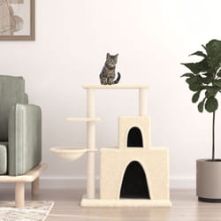 Tiragraffi per gatti, Albero per Gatti con Tiragraffi in Sisal Crema 83 cm vidaXL