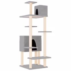 Albero per Gatti con Tiragraffi in Sisal Grigio Chiaro 154 cmcod mxl 71171 - Vista aggiuntiva 2