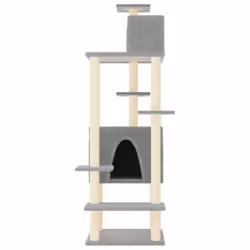 Albero per Gatti con Tiragraffi in Sisal Grigio Chiaro 154 cmcod mxl 71171 - Vista aggiuntiva 3