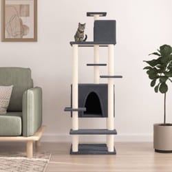 Tiragraffi per gatti, Albero per Gatti con Tiragraffi in Sisal Grigio Scuro 154 cm Vidaxl