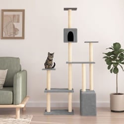 Albero per Gatti con Tiragraffi in Sisal Grigio Chiaro 180 cm Vidaxl