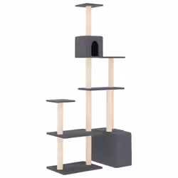 Albero per Gatti con Tiragraffi in Sisal Grigio Scuro 180 cmcod mxl 119148