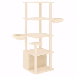 vidaXL Albero per Gatti con Tiragraffi in Sisal Crema 147 cm - Vista aggiuntiva 2