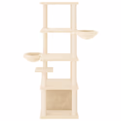 vidaXL Albero per Gatti con Tiragraffi in Sisal Crema 147 cm - Vista aggiuntiva 3