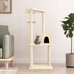 Tiragraffi per gatti, Albero per Gatti con Tiragraffi in Sisal Crema 123 cm Vidaxl