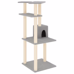 Albero per Gatti con Tiragraffi in Sisal Grigio Chiaro 123 cmcod mxl 95222 - Vista aggiuntiva 2