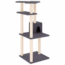 Albero per Gatti con Tiragraffi in Sisal Grigio Scuro 123 cmcod mxl 71173 - Vista aggiuntiva 2