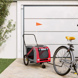 vidaXL Rimorchio da Bici per Animali Rosso e Grigio Oxford e Ferro