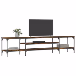 Mobile TV Rovere Fumo 201x35x45 cm in Legno Multistrato e Ferrocod mxl 79021 - Vista aggiuntiva 3