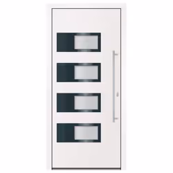 Porta Ingresso Bianca 100x210 cm in Alluminio e PVCcod mxl 70045 - Vista aggiuntiva 3