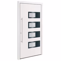Porta Ingresso Bianca 100x200 cm in Alluminio e PVCcod mxl 117997 - Vista aggiuntiva 2