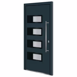 Porta Ingresso Antracite 100x210 cm in Alluminio e PVCcod mxl 94058 - Vista aggiuntiva 2