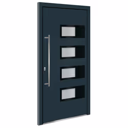 Porta Ingresso Antracite 110x210 cm in Alluminio e PVCcod mxl 117999 - Vista aggiuntiva 2