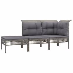 Set Divani da Giardino 3 pz con Cuscini in Polyrattan Grigiocod mxl 71424