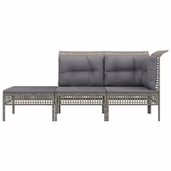 Set Divani da Giardino 3 pz con Cuscini in Polyrattan Grigiocod mxl 71424