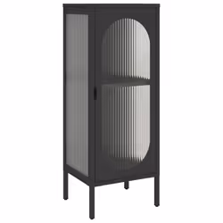 Credenza Nera 40x35x105 cm Vetro e Acciaiocod mxl 128564