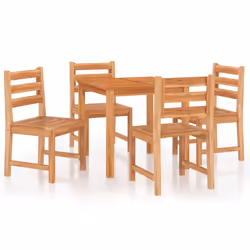 vidaXL Set da Pranzo per Giardino 5 pz in Legno Massello di Teak - Vista aggiuntiva 2