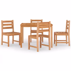 vidaXL Set da Pranzo per Giardino 5 pz in Legno Massello di Teak - Vista aggiuntiva 2