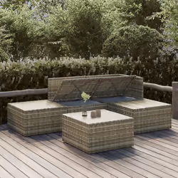 vidaXL Set Divani da Giardino 5 pz con Cuscini in Polyrattan Grigio - Vista aggiuntiva 3