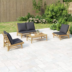 Set Salotto da Giardino 4pz con Cuscini Grigio Scuro Bambùcod mxl 124313