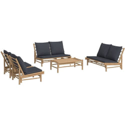 Set Salotto da Giardino 5pz con Cuscini Grigio Scuro Bambù vidaXL