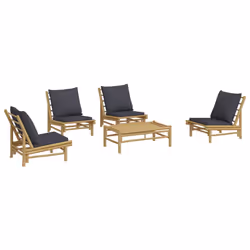 Set Salotto da Giardino 5pz con Cuscini Grigio Scuro Bambùcod mxl 76403 - Vista aggiuntiva 3