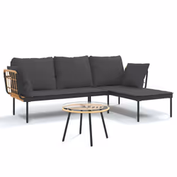 Set Salotto da Giardino 3pz con Cuscini Grigio Scuro Polyrattancod mxl 78444 - Vista aggiuntiva 2