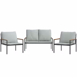 Set Salotto da Giardino 3 pz con Cuscini in Acciaio Antracitecod mxl 126364