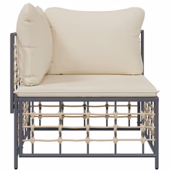 vidaXL Divano Angolare da Giardino con Cuscini in Polyrattan Beige - Vista aggiuntiva 3
