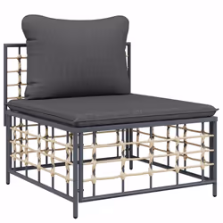 Divano Centrale da Giardino con Cuscini Polyrattan Grigio Scurocod mxl 70694 - Vista aggiuntiva 2