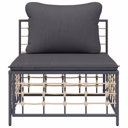 Divano Centrale da Giardino con Cuscini Polyrattan Grigio Scurocod mxl 70694 - Vista aggiuntiva 3
