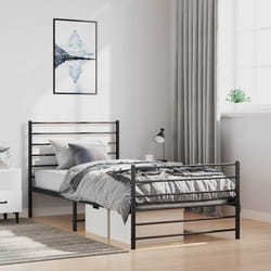 Giroletto con Testiera e Pediera Metallo Nero 100x200 cmcod mxl 118584