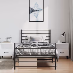 Giroletto con Testiera e Pediera Metallo Nero 100x200 cmcod mxl 118584 - Vista aggiuntiva 3