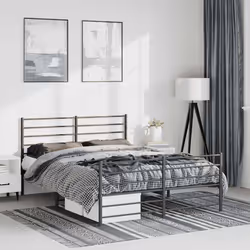 Giroletto con Testiera e Pediera Metallo Nero 135x190 cmcod mxl 80543