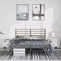 Giroletto con Testiera e Pediera Metallo Nero 135x190 cmcod mxl 80543