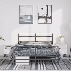 Giroletto con Testiera e Pediera Metallo Nero 150x200 cmcod mxl 129469 - Vista aggiuntiva 3
